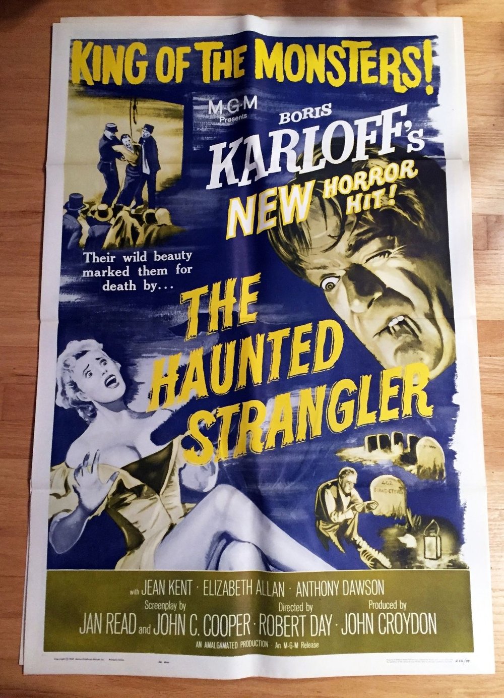 1958 THE HAUNTED STRANGLER Original U.S. One Sheet Movie Poster