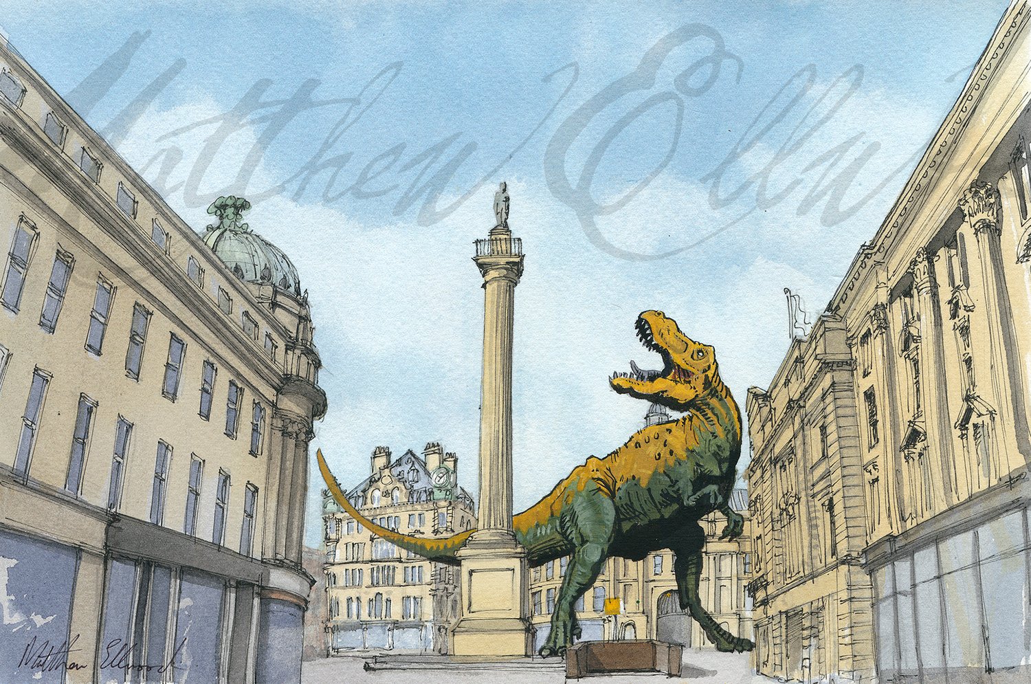 Towering Monster (v) T-Rex at Grey's Monument