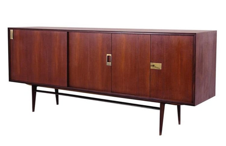 Image of Sideboard with Internal Drawers & Brass Details, Italy 1950s