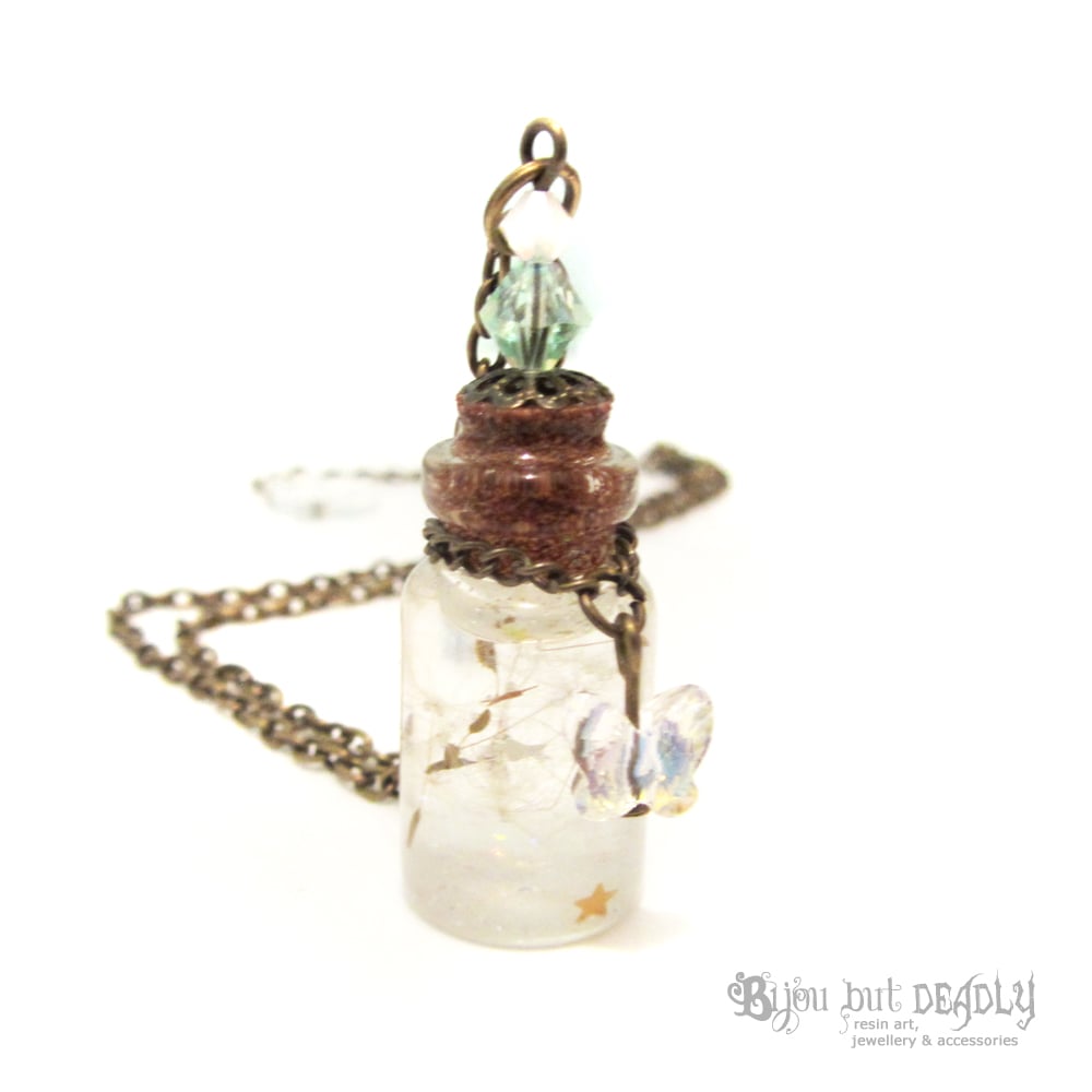 Dandelion Wishes in Bottle Necklace