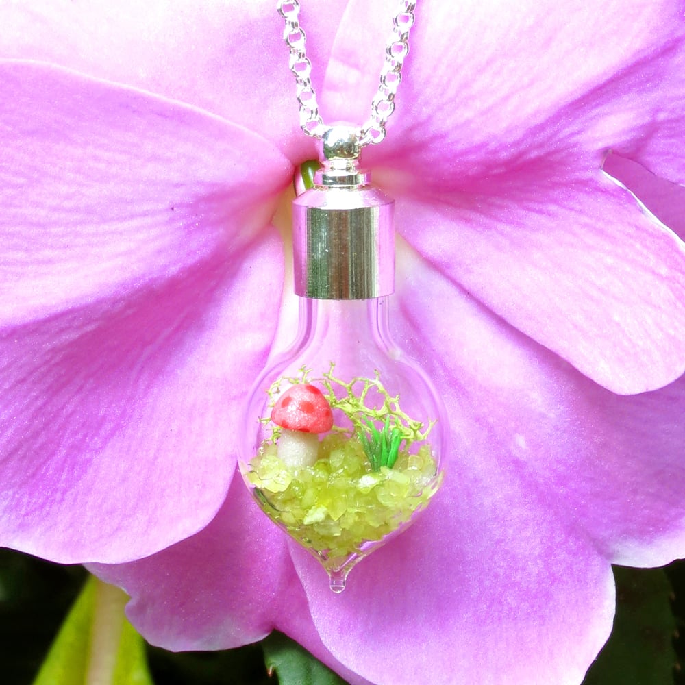 Image of Moss Terrarium on Chain Necklace, Cute Jewelry