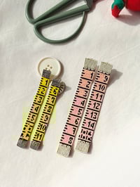 Image 4 of Tape measure earrings Baby pink