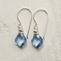 Image 3 of Curvy simulated blue spinel earrings sterling silver