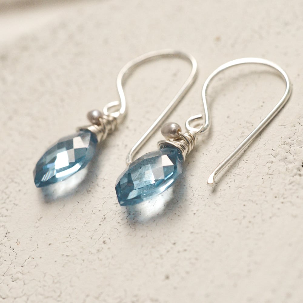 Image of Curvy simulated blue spinel earrings sterling silver