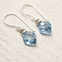 Image 5 of Curvy simulated blue spinel earrings sterling silver