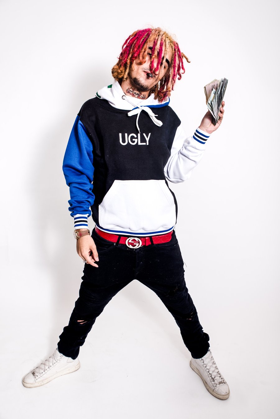 Image of BLUE BLACK & WHITE UGLY HOODIE                    (FEAT. - LIL PUMP)