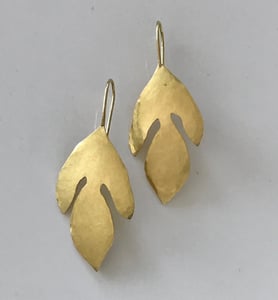 Image of Sassafras Leaves Hammered 18K Gold Earrings