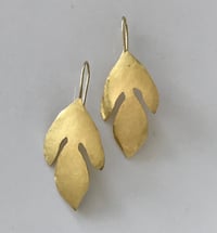 Image 1 of Sassafras Leaves Hammered 18K Gold Earrings