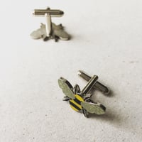 Image 2 of Enamel Bee Manchester Bee Cufflink Set - Available in 4 colours