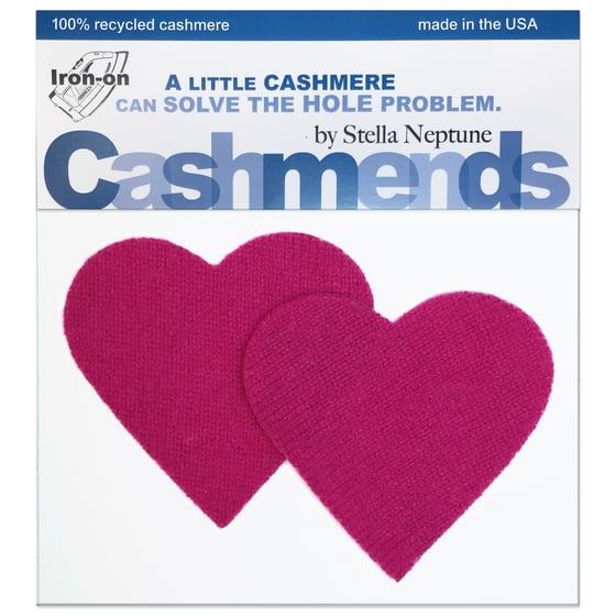 Image of IRON-ON CASHMERE ELBOW PATCHES - DARK PINK HEARTS