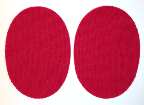 Image of IRON-ON CASHMERE ELBOW PATCHES - CLASSIC RED OVALS