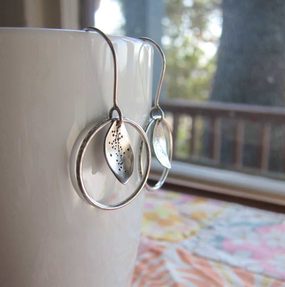 Image of leaf circle earrings