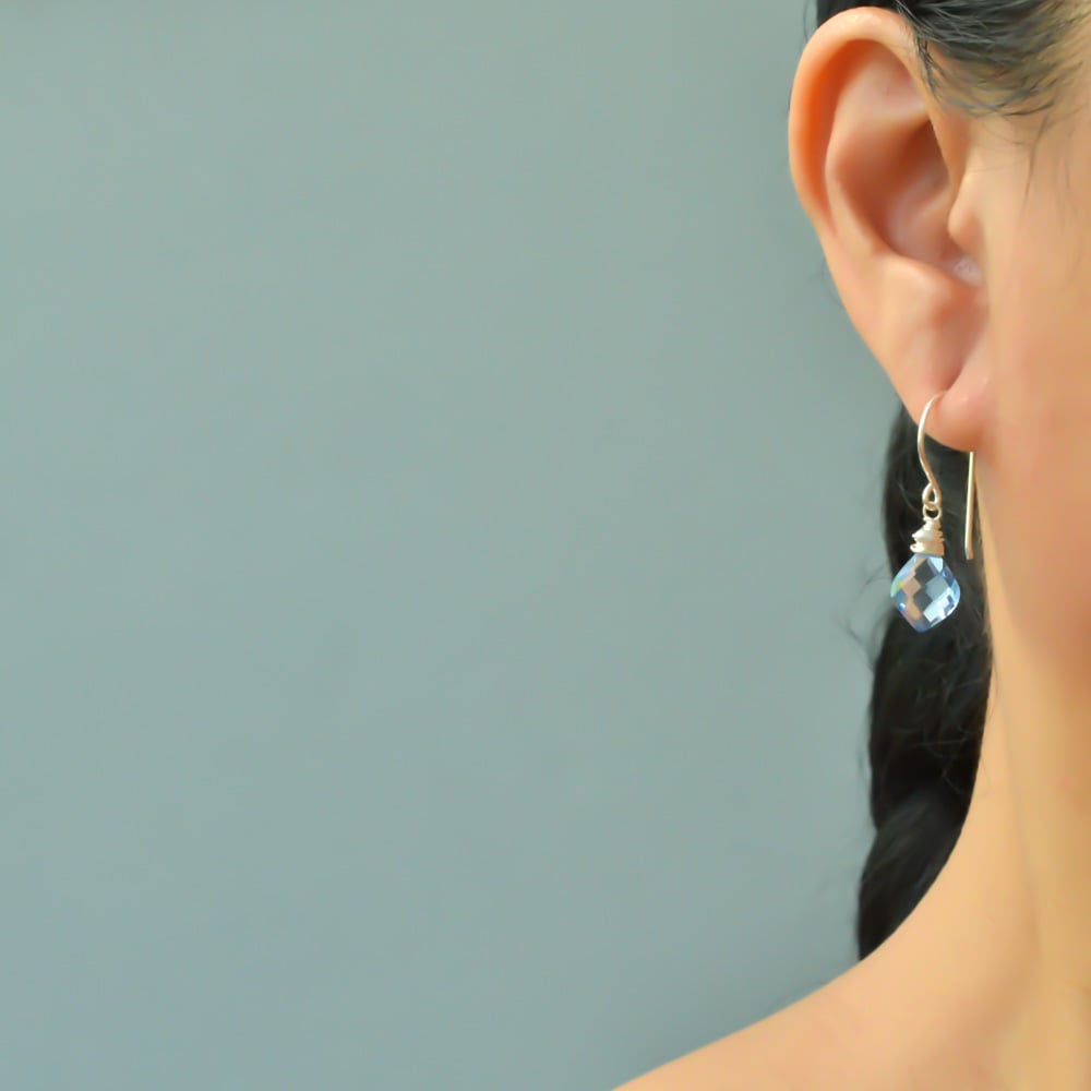 Image of Curvy simulated blue spinel earrings sterling silver
