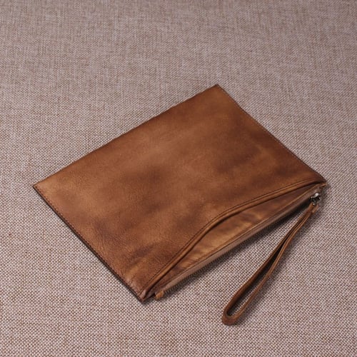 Image of Handmade Full Grain Leather Travel Wallet, Clutch, iPad Bag, Wristlet Bag, Toiletry, Dopp Kit 9060