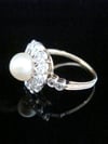 EDWARDIAN 18CT PLATINUM NATURAL CERTIFICATED PEARL & DIAMOND CLUSTER RING