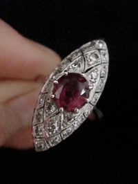 Image 1 of STUNNING ART DECO 18CT RUBY AND DIAMOND MARQUIS RING
