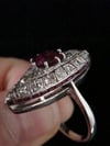 STUNNING ART DECO 18CT RUBY AND DIAMOND MARQUIS RING