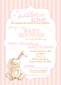 Image 2 of Velveteen Rabbit inspired Baby Shower Invitation- baby, shower, sprinkle, bunny, peach, gray, velvet