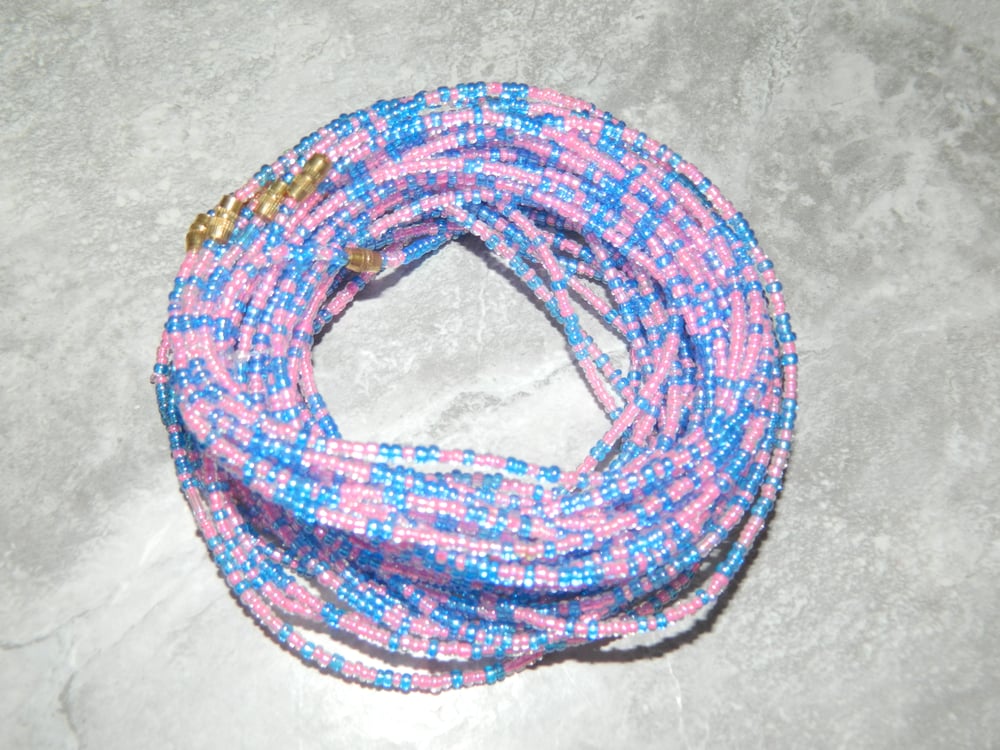 Image of Pink and blue waist bead