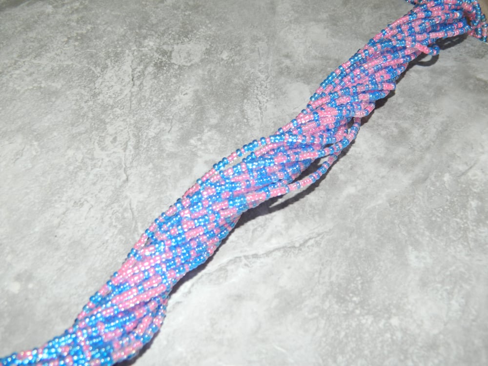 Image of Pink and blue waist bead