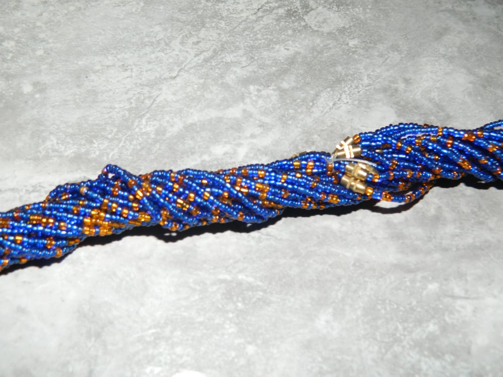 Image of Royal blue and orange waist bead