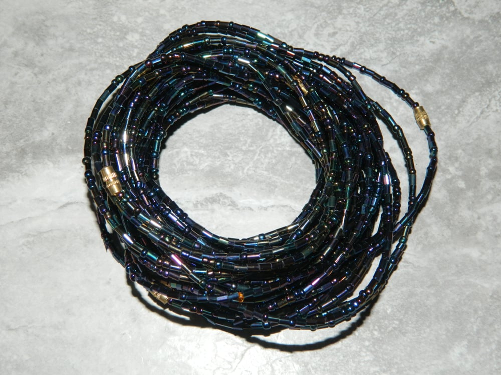 Image of Blue metallic jewel waist bead