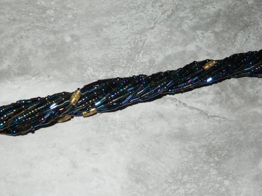Image of Blue metallic jewel waist bead