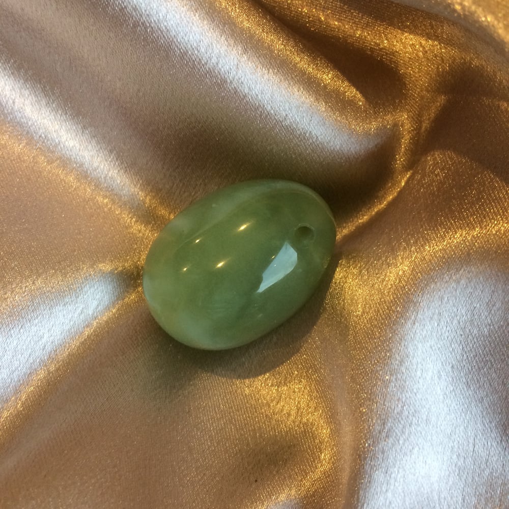 Image of Authentic Light Nephrite Jade Yoni Egg. DRILLED, MEDIUM