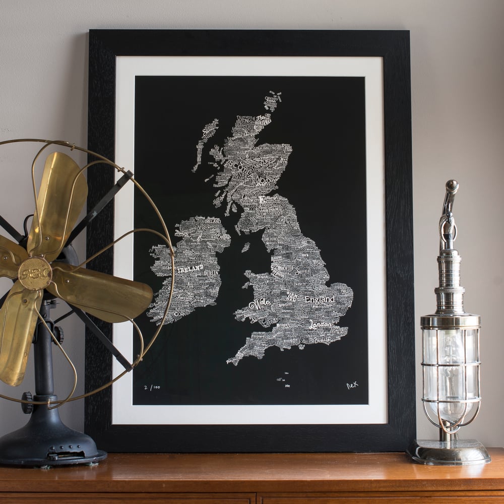 Great British Type Map (Black)