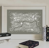 Image 1 of Literary Central London Map (grey screenprint) 