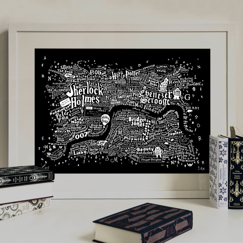 Literary Central London Map (black screenprint)