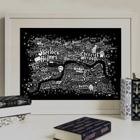 Image 2 of Literary Central London Map (black screenprint) 