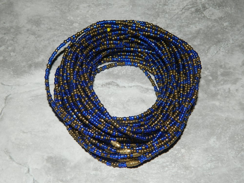 Image of Blue and gold waistbead
