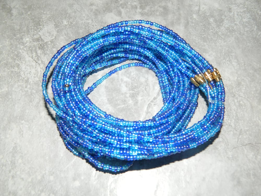 Image of Royal blue and light blue waist bead