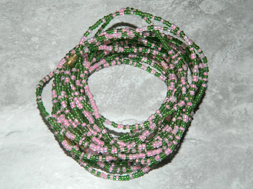 Image of Pink and green waist bead