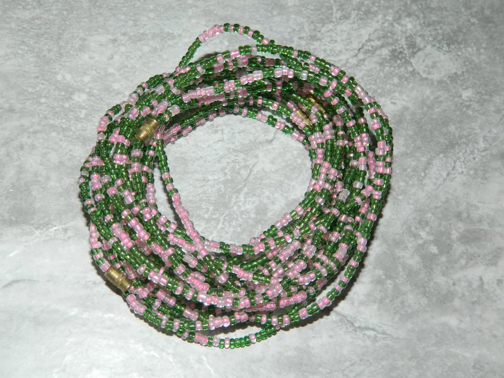 Image of Pink and green waist bead
