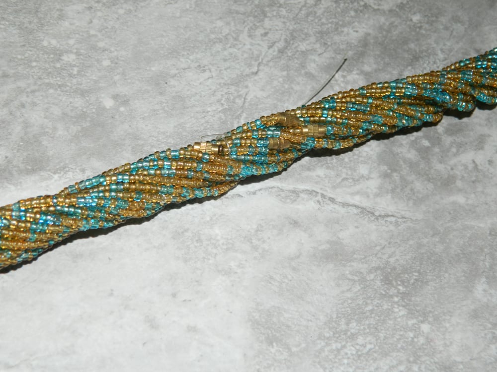 Image of Gold and Turquoise waist bead