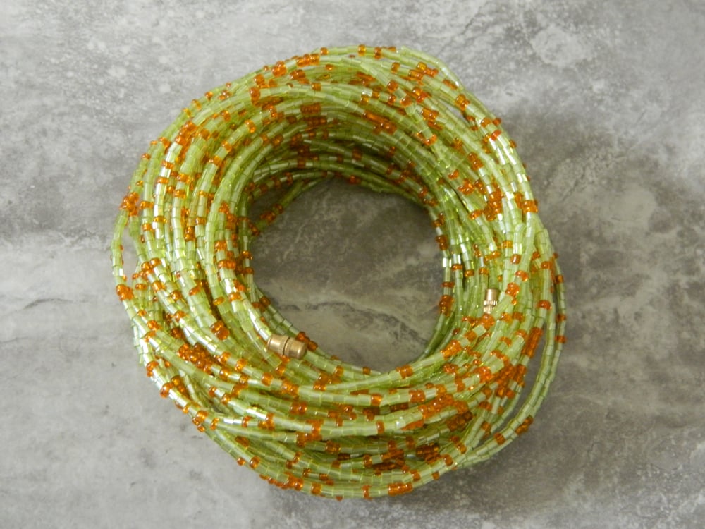 Image of  Lime and Orange glass bead