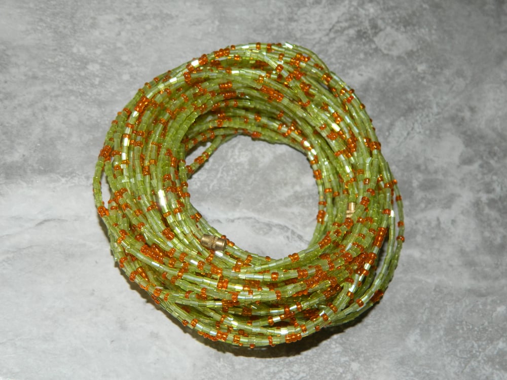 Image of  Lime and Orange glass bead