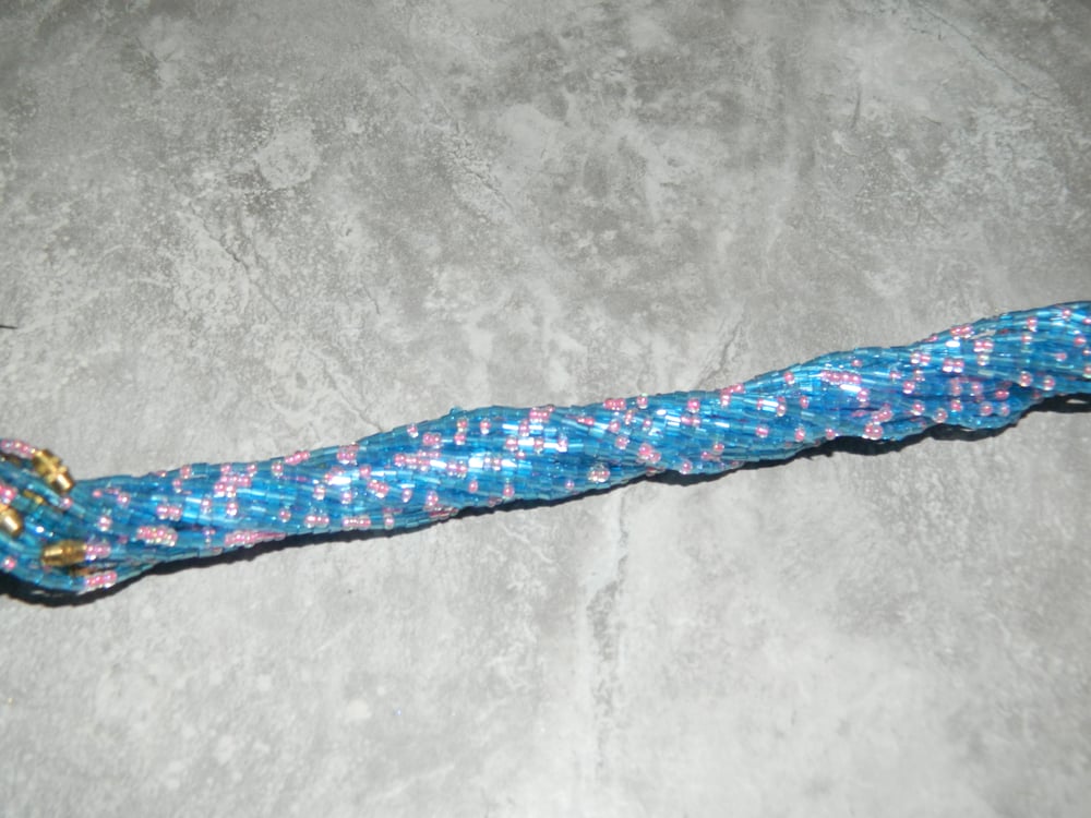 Image of Baby blue and pink glass waist bead