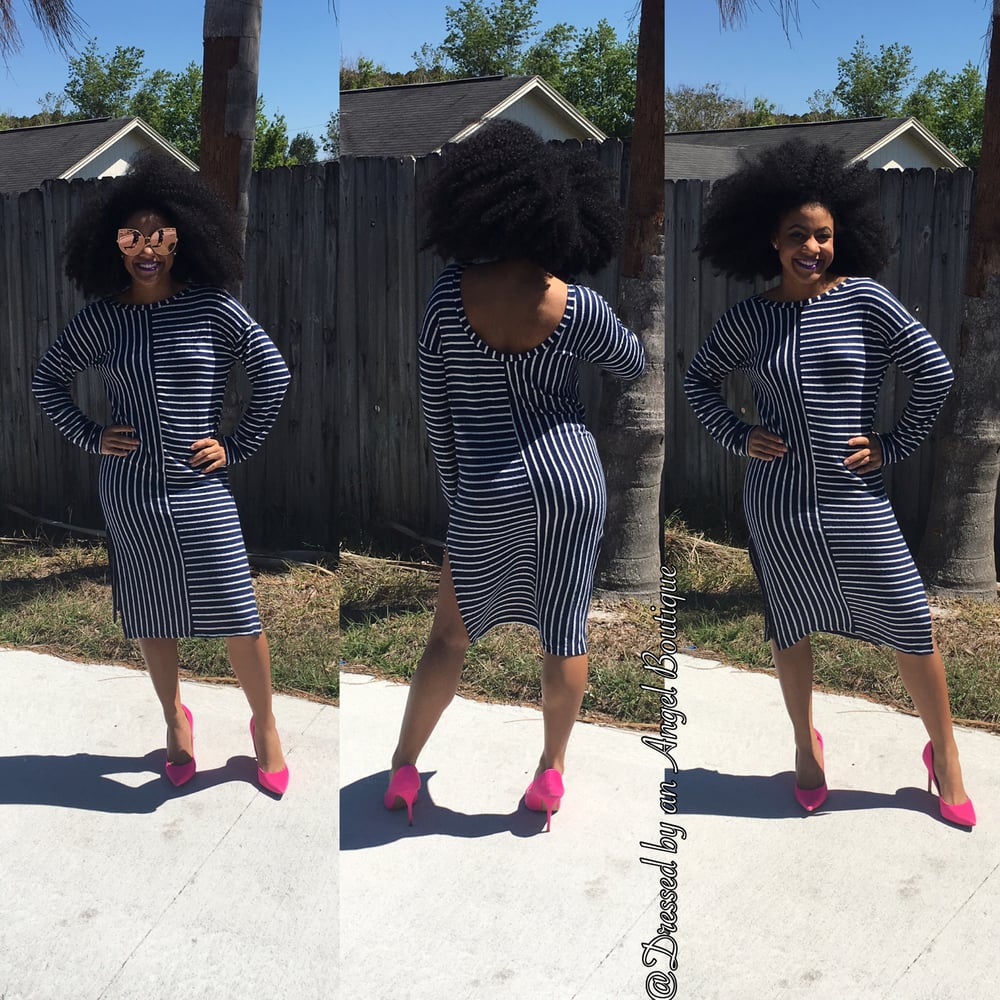 Image of Faded Stripes Midi Dress