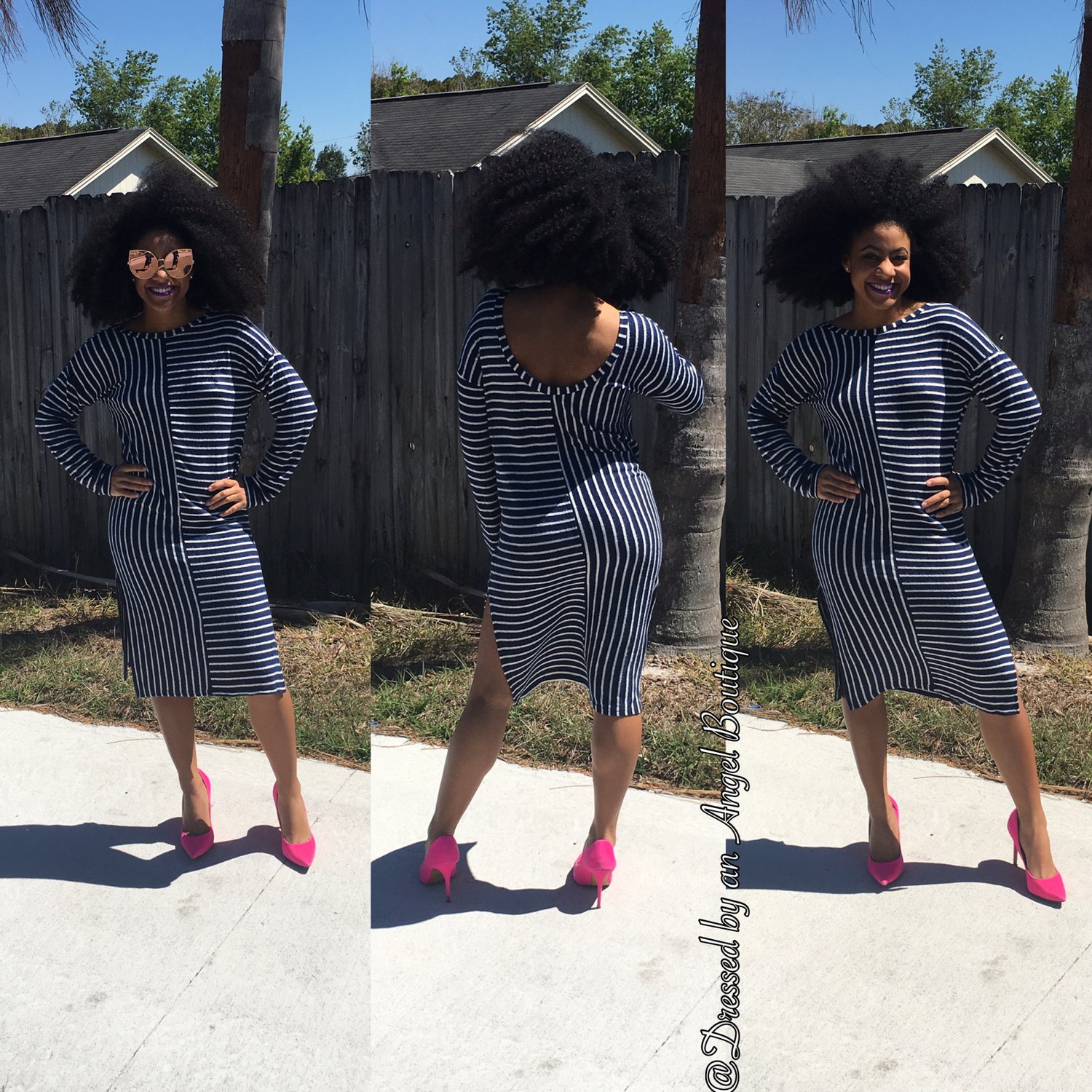 Image of Faded Stripes Midi Dress