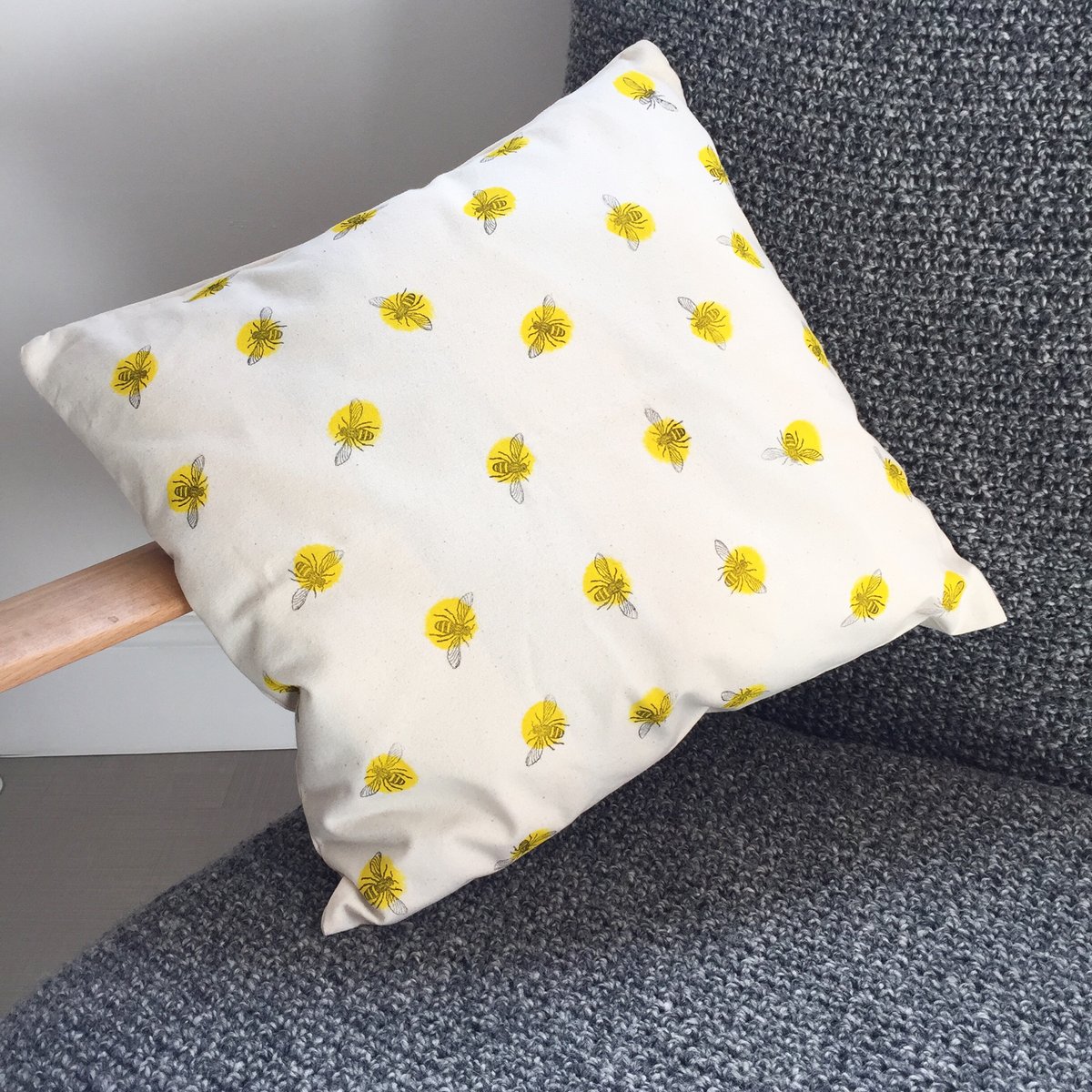 Image of Bee Cushion Cover - Square - Hand Printed