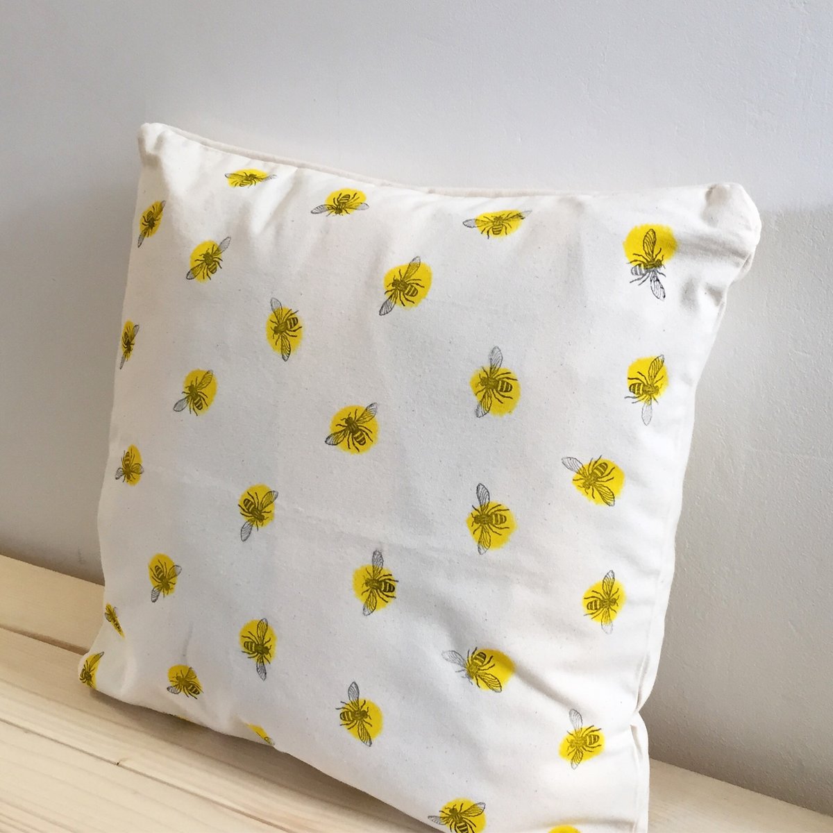 Image of Bee Cushion Cover - Square - Hand Printed