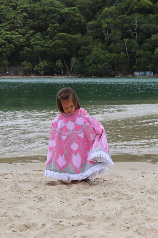 Image of Pink Mandala Kids Round Poncho Towel