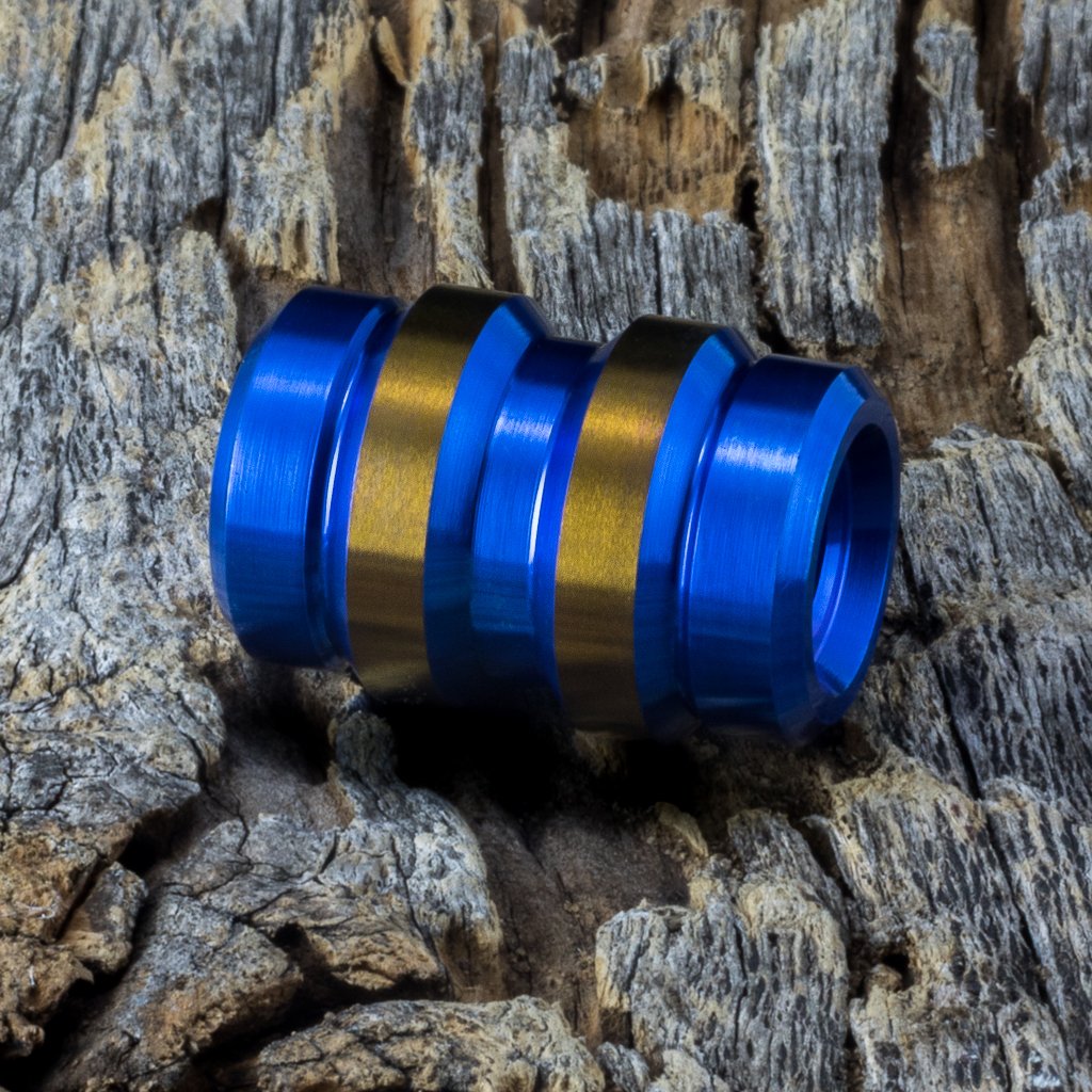 Image of Keg Electric Blue & Bronze Ti Bead #1