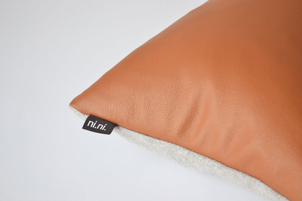 Image of Leather Tawny Cushion Cover - Lumbar