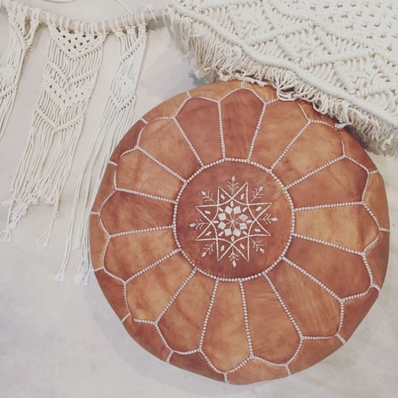Image of 100% Leather Moroccan Pouf