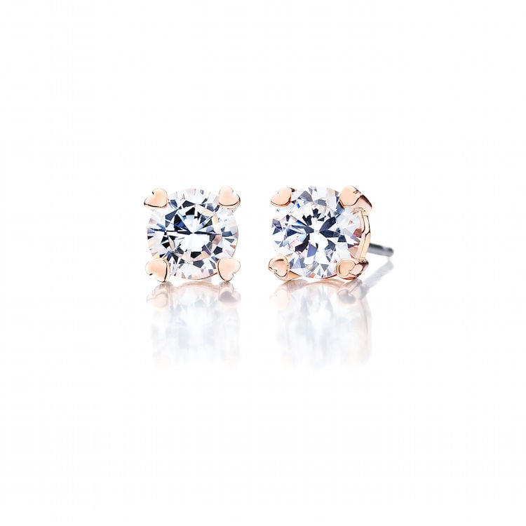 Image of Queen Jocelyn Mini Crystal Rose Gold Earrings