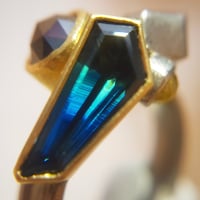 Image 2 of Ring, Sapphire and diamond set in palladium 500 and 18ct gold
